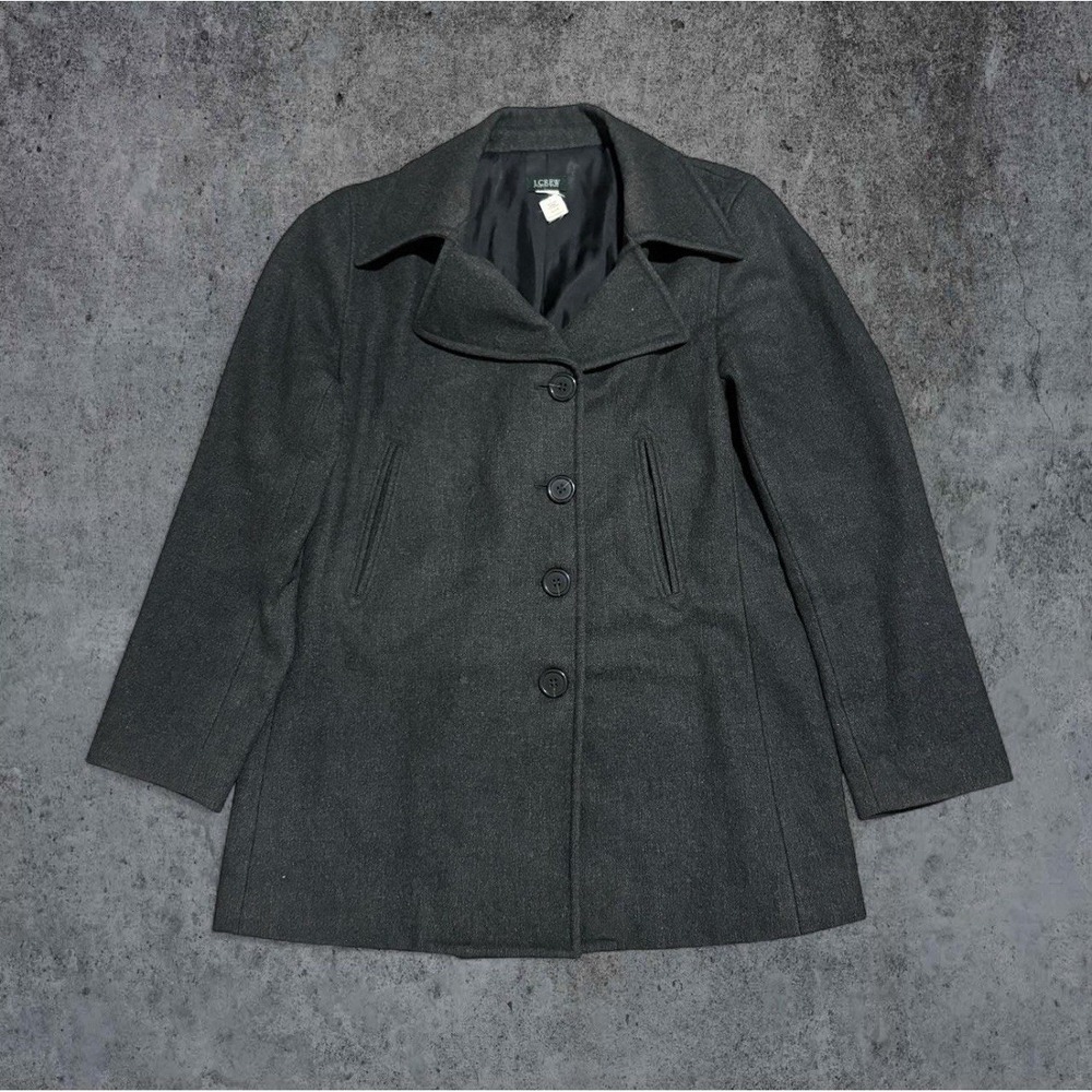 J. Crew Factory Women's Wool Car Coat RN77388 Grey Black Sz Large